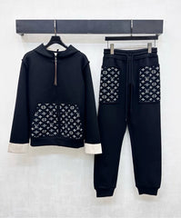 Louis Vuitton /26New Season Hooded Jacquard Jacket & Trousers Set