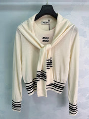 MiuMiu/26 Early Autumn New Hollow Knit Polo Shirt