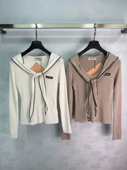 MiuMiu/26 Early Autumn New Shawl V-Neck Knit Long Sleeve Top