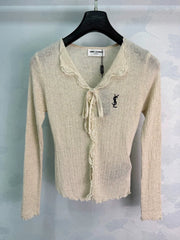 Yves Saint Laurent/26 Early Autumn New V-Neck Long-Sleeve Knit