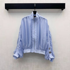 Louis Vuitton / 26New Season Stand-Collar Ruched Bomber Jacket