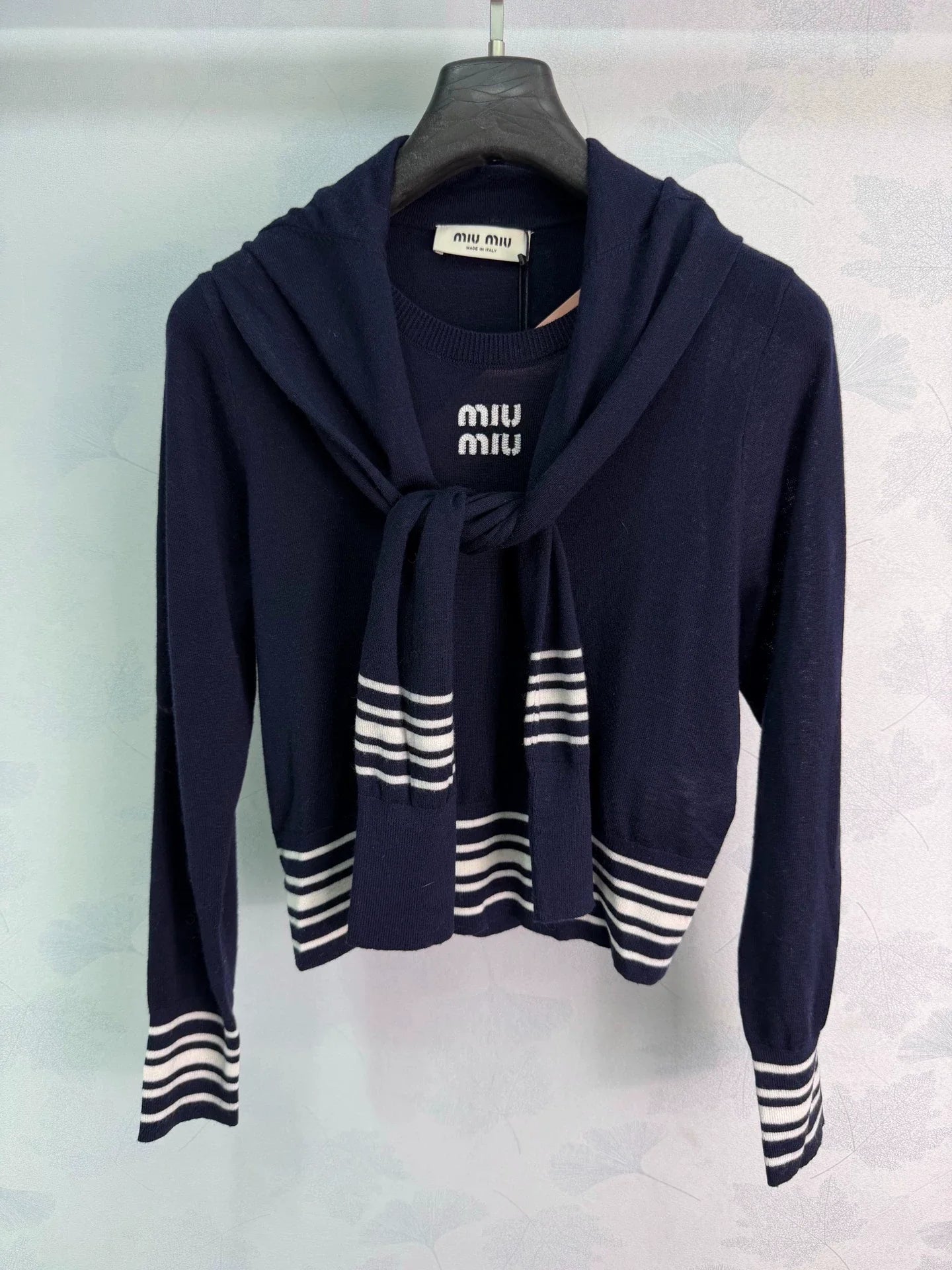 MiuMiu/26 Early Autumn New Hollow Knit Polo Shirt