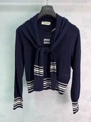 MiuMiu/26 Early Autumn New Hollow Knit Polo Shirt