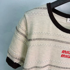 MiuMiu/26ssNew Striped Knit Short Sleeve