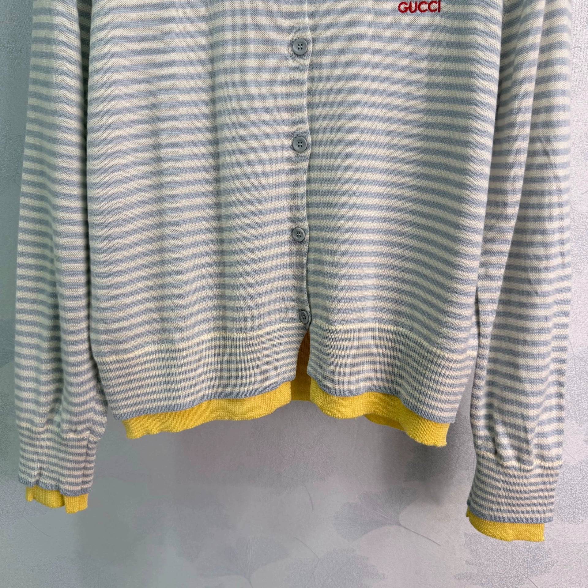 Gucci/26 Early Autumn New Striped Faux Two-Piece Knit Cardigan