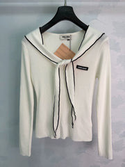 MiuMiu/26 Early Autumn New Shawl V-Neck Knit Long Sleeve Top