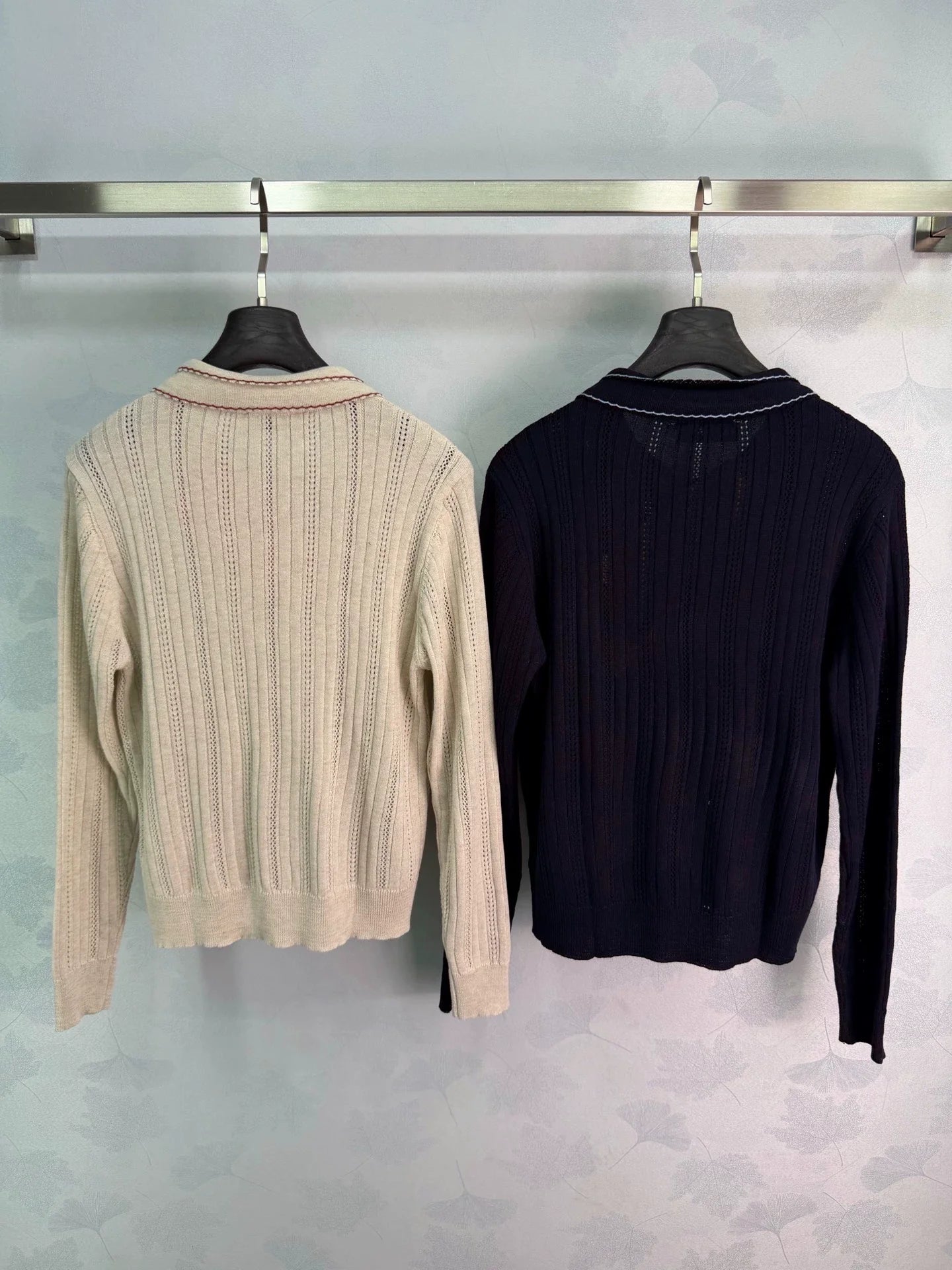 MiuMiu/26 Early Autumn New Hollow Knit Polo Shirt