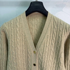 LORO PIANA/26 Early Autumn New Cable Knit Cardigan