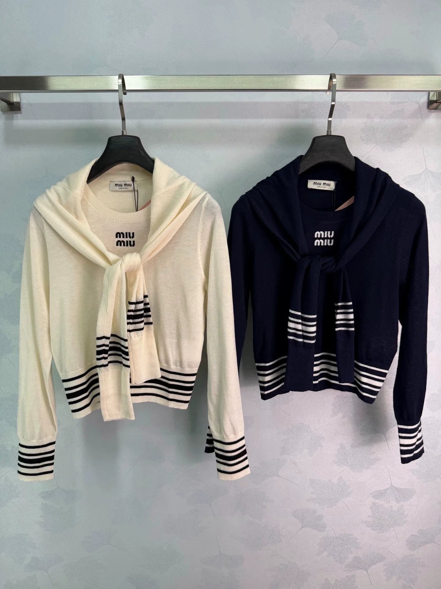MiuMiu/26 Early Autumn New Hollow Knit Polo Shirt