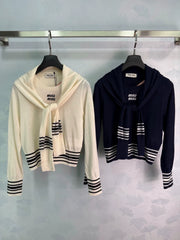 MiuMiu/26 Early Autumn New Hollow Knit Polo Shirt