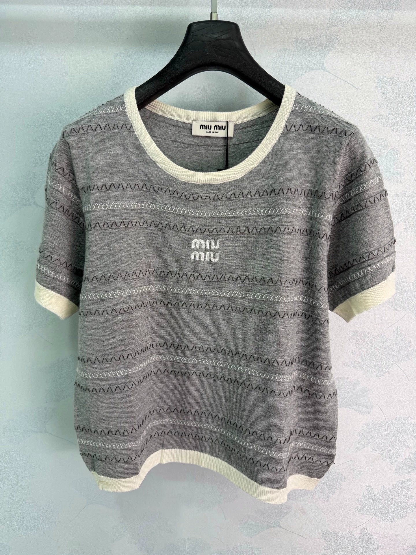 MiuMiu/26ssNew Striped Knit Short Sleeve
