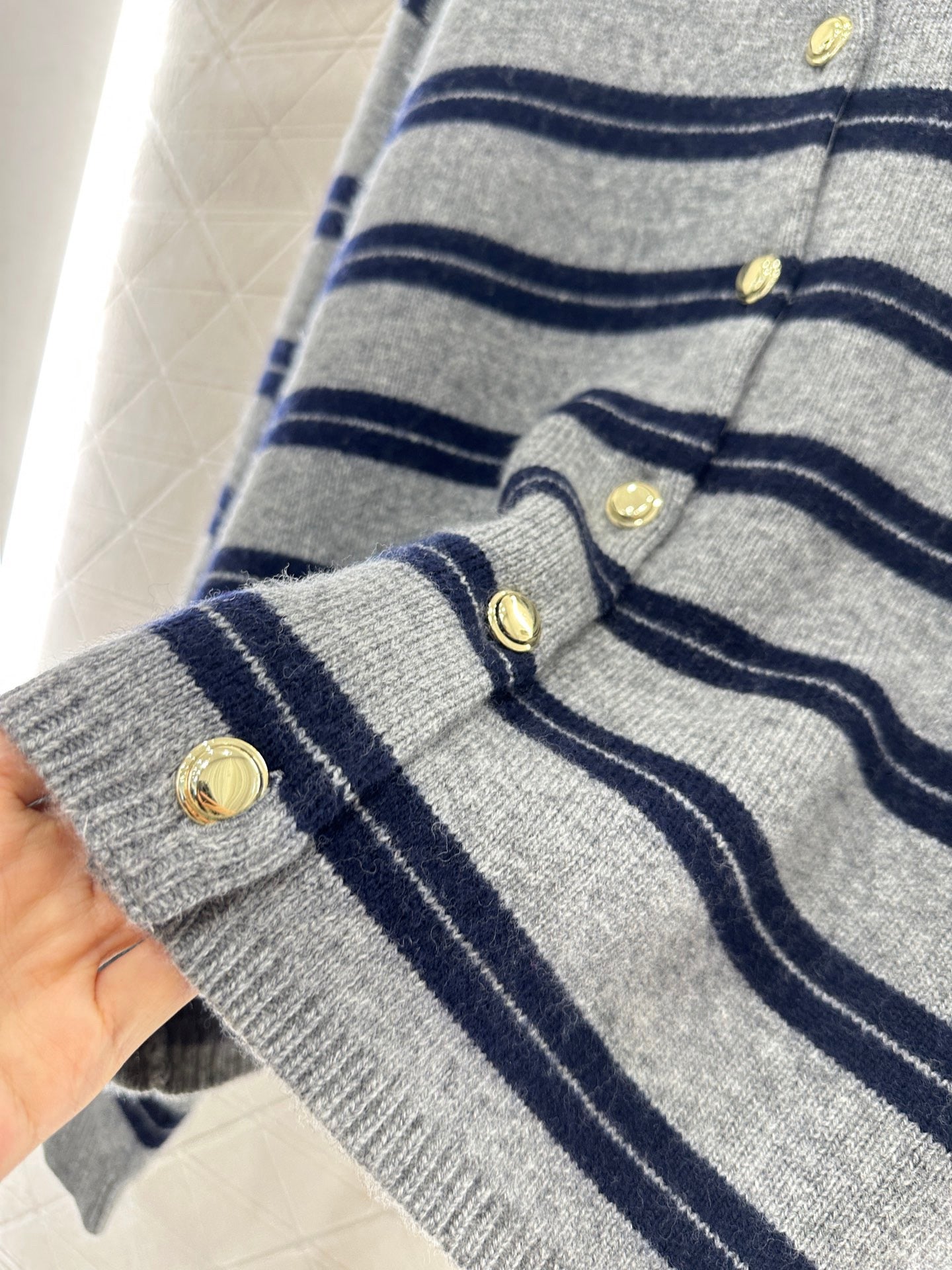 Striped Knit Long-Sleeve Cardigan