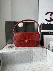 Chanel 2026 Crocodile Embossed Flap Bag 26cm Calfskin