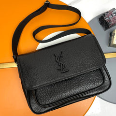 YSL 2026 Niki Messenger Black 28cm Grained Calfskin