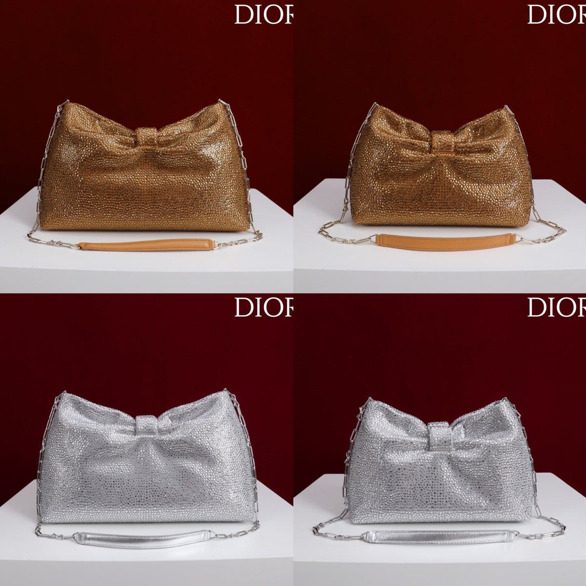 Dior 2026 Strass Embellished Bow Bag Leather 160744