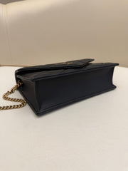 YSL 2026 Saint Laurent Paris Chain Wallet 20cm Black Calfskin