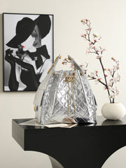 Chanel 2026 Hobo Bag 40cm Silver and Gold Mettalic Leather