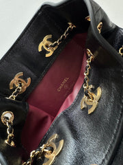 CHANEL 26S MINI BUCKET BAG 18 IN BLACK PATENT QUILTED CALFSKIN GOLD HARDWARE