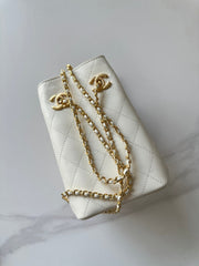 CHANEL 26S MINI BUCKET BAG 18 IN IVORY WHITE QUILTED CALFSKIN GOLD HARDWARE