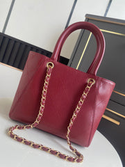 CHANEL 26S QUILTED SMALL SHOPPING TOTE 25 IN BURGUNDY RED CAVIAR CALFSKIN GOLD HARDWARE