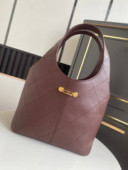 CHANEL 26S QUILTED HOBO LARGE BAG 35 IN BURGUNDY RED CALFSKIN GOLD HARDWARE