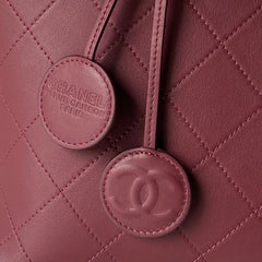 CHANEL 26S BUCKET SHOULDER BAG 27 IN BURGUNDY RED LAMBSKIN GOLD HARDWARE