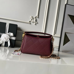 CHANEL 26S HOBO BAG SMALL 23 IN BURGUNDY RED QUILTED LAMBSKIN GOLD HARDWARE