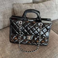 Chanel 2026 CC Delivery Tote Bag 30cm Black Glossy Calfskin