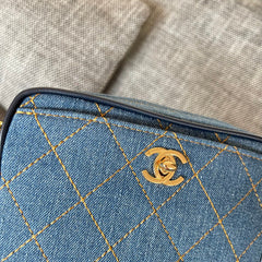 Chanel 2026 Camera Bag 17.5cm Blue Denim Leather