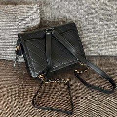 CHANEL 26S QUILTED FLAP BACKPACK 28 IN BLACK LAMBSKIN GOLD HARDWARE