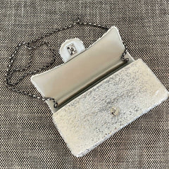 CHANEL 26S SEQUIN WOC 24 IN WHITE SILVER SEQUIN SILVER HARDWARE