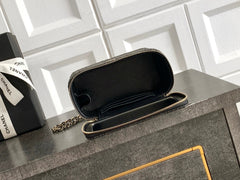 CHANEL 26S VANITY CASE 17 IN BLACK WOVEN RAFFIA GOLD HARDWARE