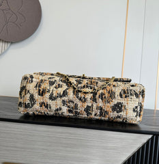 Chanel 2026 Leopard Print CF Maxi Flap Bag Tweed Leather