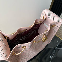 CHANEL 26S HOBO BAG MEDIUM 30 IN LIGHT PINK PERFORATED CALFSKIN GOLD HARDWARE