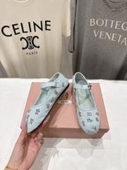 MiuMiu/26SS NEW French fairy style Mary Jane flat shoes