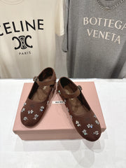 MiuMiu/26SS NEW French fairy style Mary Jane flat shoes