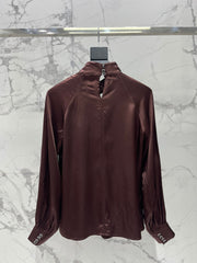 Yves Saint Laurent/🔥Highest Quality🔥26SS NEW Hollow neckline patchwork balloon sleeve shirt