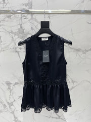 Yves Saint Laurent/26SS NEW Vacation ⛱️lace stitching sleeveless vest