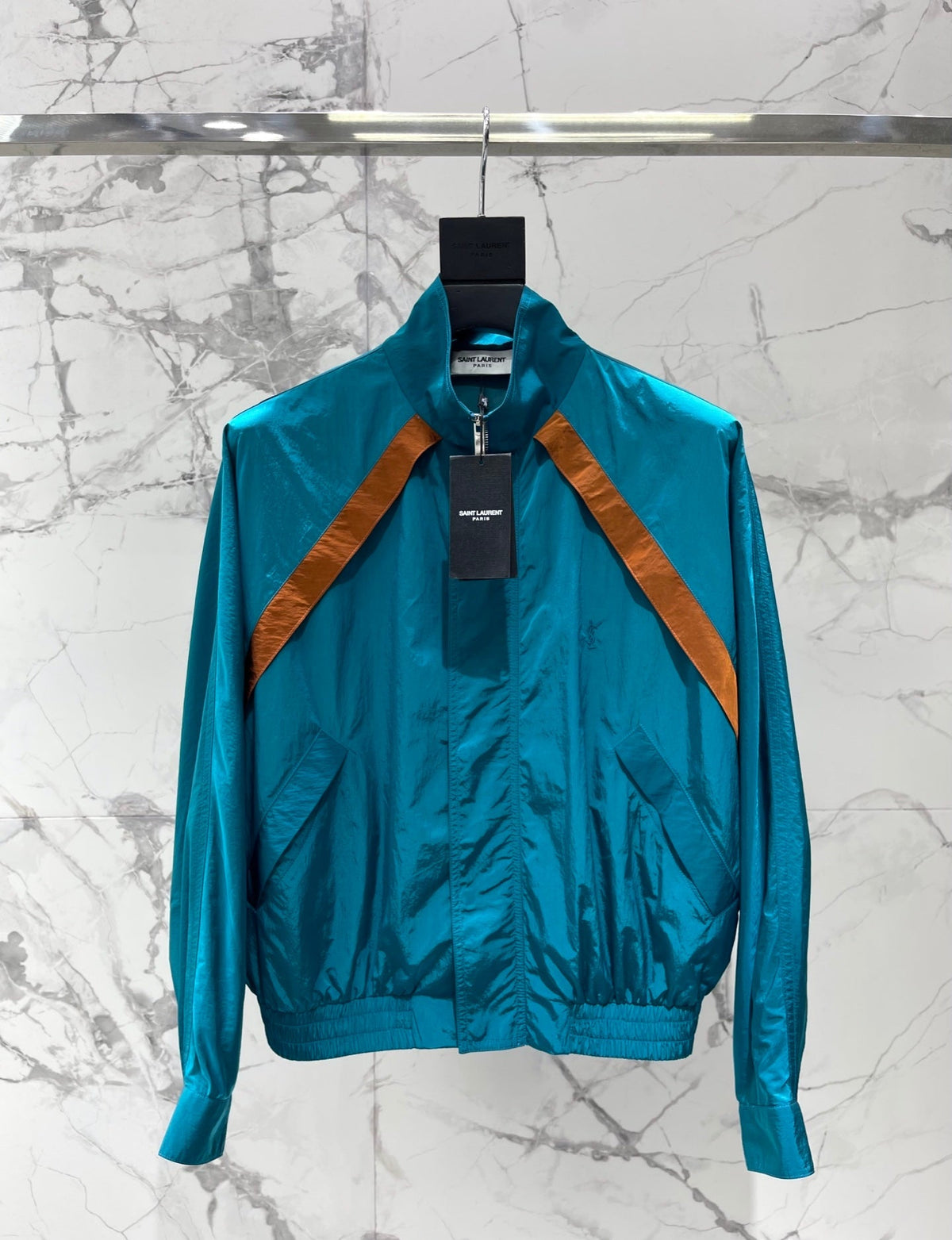 Yves Saint Laurent/26SS NEW Stand Collar Color Block Lightweight Jacket