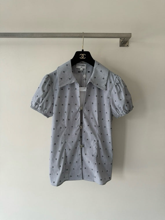 chanel/26SS NEW Jacquard Striped Short-Sleeve Shirt