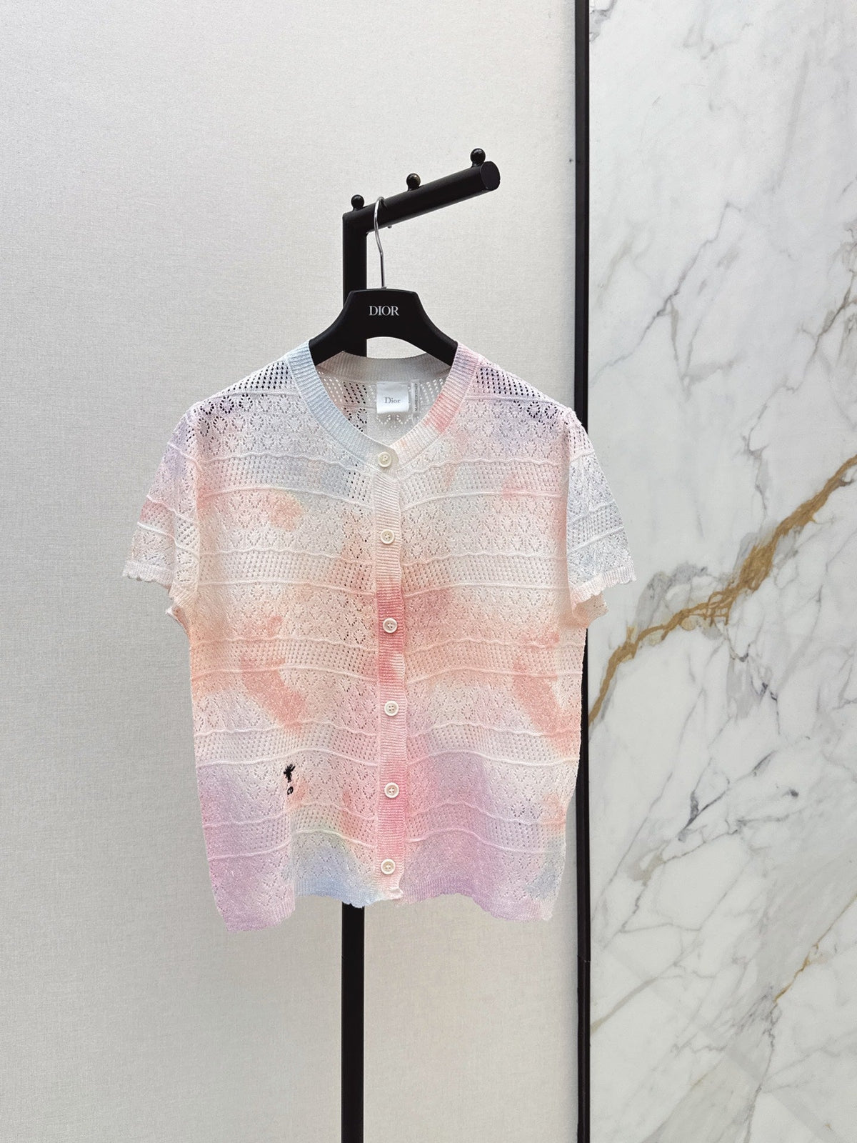 Dior/26SS NEW Gradient Round Neck Short Sleeve Knit Cardigan