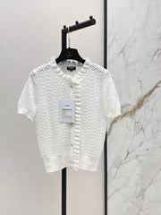 26SS NEW Ruffled Edge Design 3D Crochet Knit Sweater