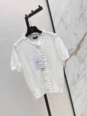 26SS NEW Ruffled Edge Design 3D Crochet Knit Sweater