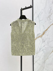 26SS NEW Openwork Knitted Vest 💛 Mixed Color Yarn