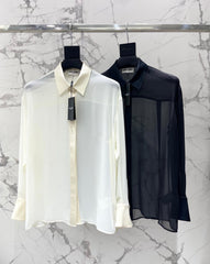 🔥HOT🔥26SS NEW Sheer Thin Collar Shirt with Concealed Buttons