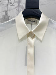 🔥HOT🔥26SS NEW Sheer Thin Collar Shirt with Concealed Buttons