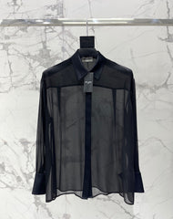 🔥HOT🔥26SS NEW Sheer Thin Collar Shirt with Concealed Buttons