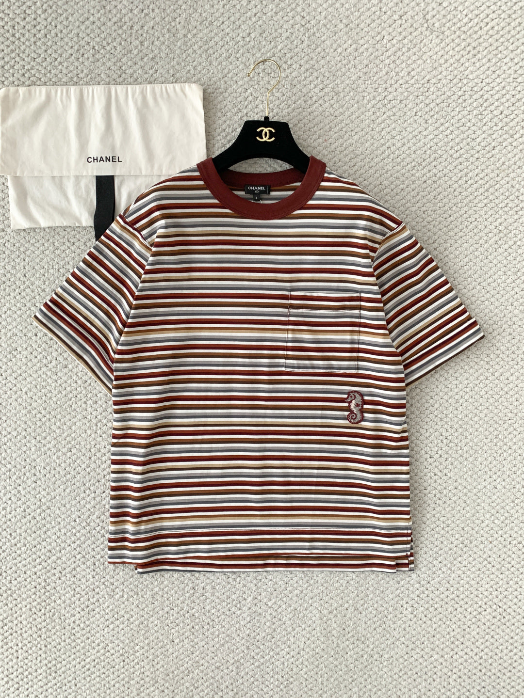 🔥Highest Quality🔥26SS NEW Hot Selling Coco Beach Brown Seahorse Knit T-shirt
