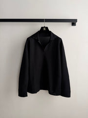 26SS NEW Black Collared Loose-fitting Pullover