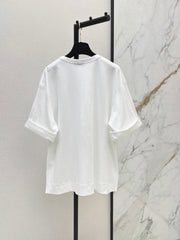 26SS NEW Simple Pocket Loose Rolled-Up Short-Sleeve White T-Shirt 🤍